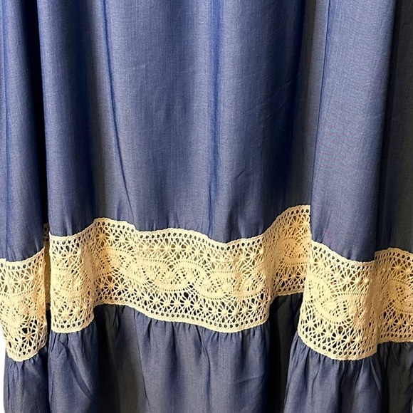 Suzanne Betro Lace Bib Lacing Tie Ruffle Hem MIDI Dress Size 2X NWT #U2504023 - Picture 9 of 13